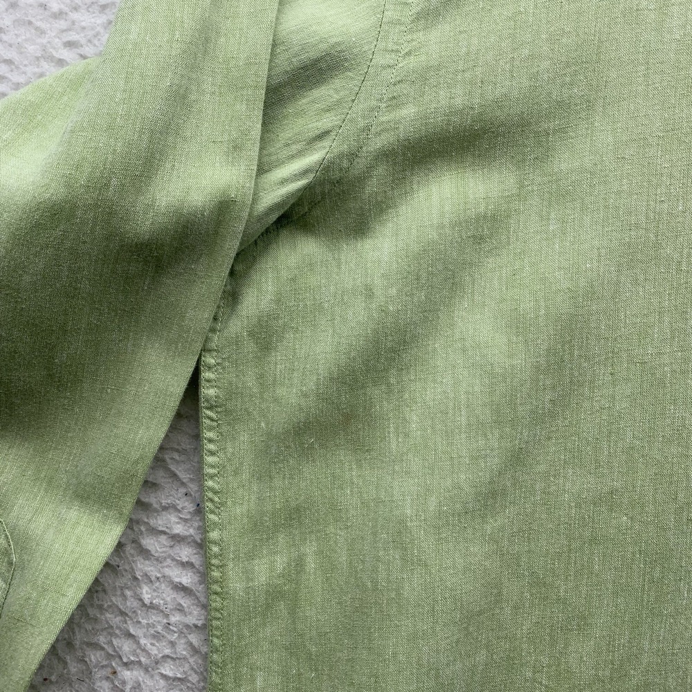 VTG Peter Millar Button Up Shirt Mens Medium M Golf Green Linen Blend Cassique - Picture 5 of 13